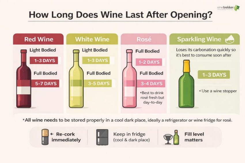 How Long Does Red Wine Last Once Opened? (+ Storage Tips) - Vinetrekker